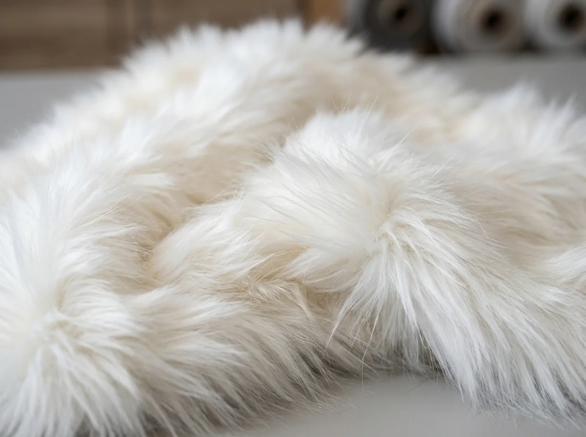 Snow Rabbit Faux Fur fabric swatch