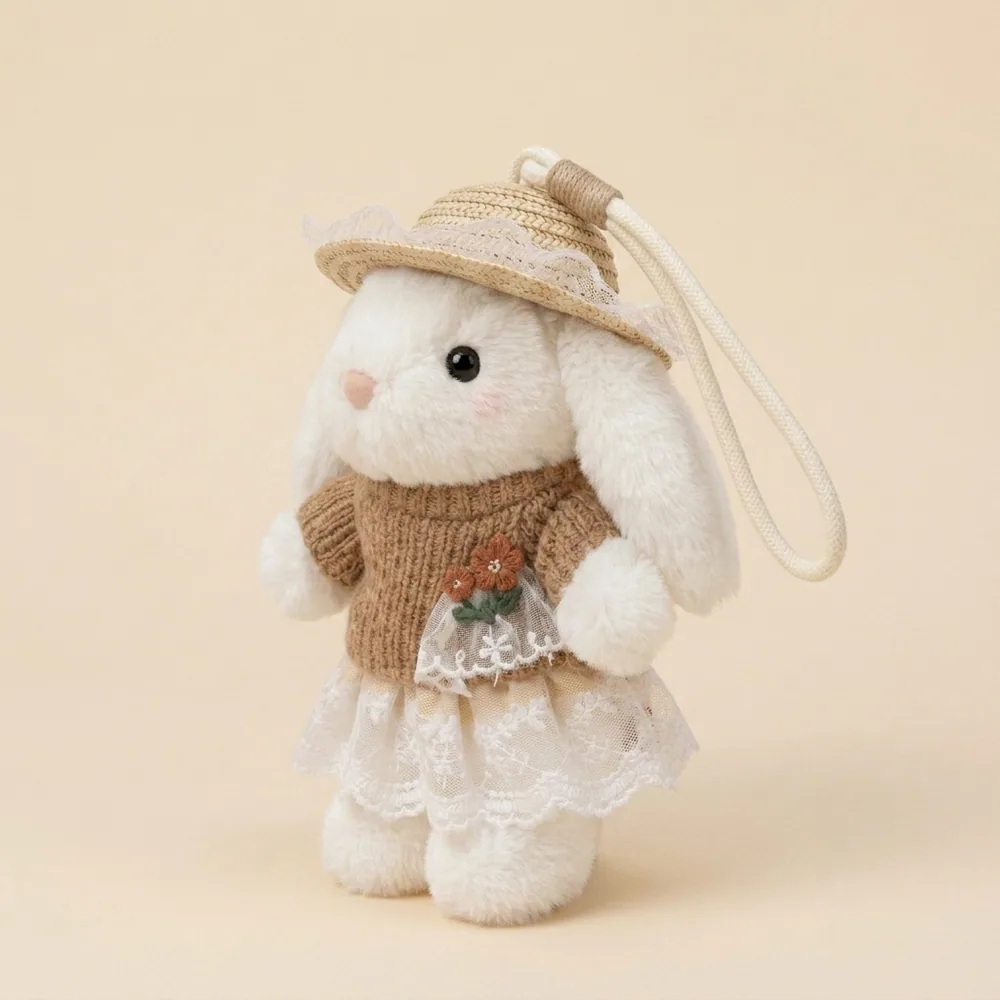 Straw Hat Bunny Plush Pendant thumbnail 2