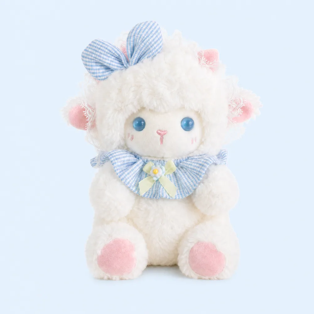 Sweet Lamb Plush with Gingham Bow