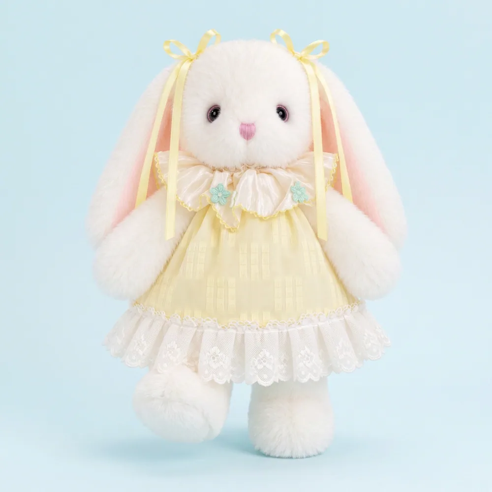 Lop Rabbit in Yellow Dress with Ribbon Bow